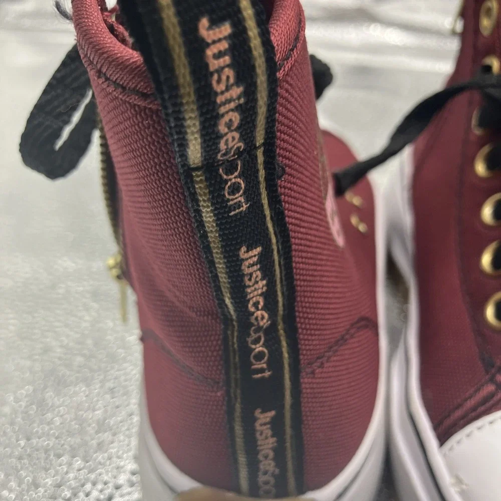 Justice Sport Kids Size 1 Y Sneakers - Zip Up High Top Platform Shoes - Unisex
